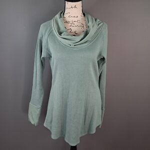 Columbia Women's Shirt Green Thermal Top With Cowl Neck Size Medium